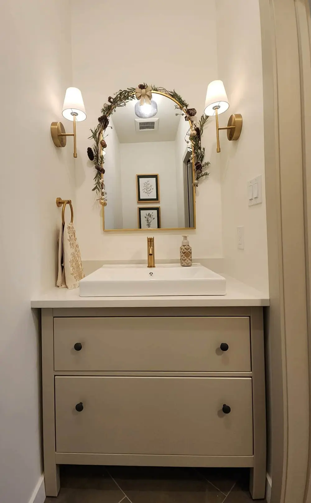 Bathroom vanity with a stone countertop